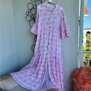 Floral Pink Button-Down Dress